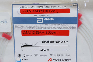 Abbott 14940-02 ASAHI PTCA Guide Wire GRAND SLAM 300cm J, 0.014inch x 300cm (x)
